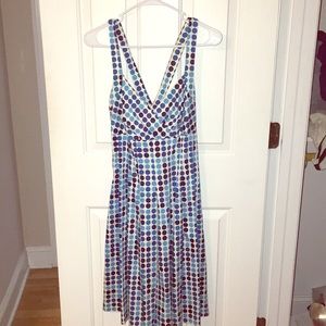 Calvin Klein white and blue polka dot dress